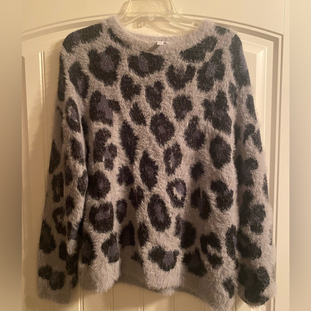 Time And Tru Cheetah Fuzzy Sweater